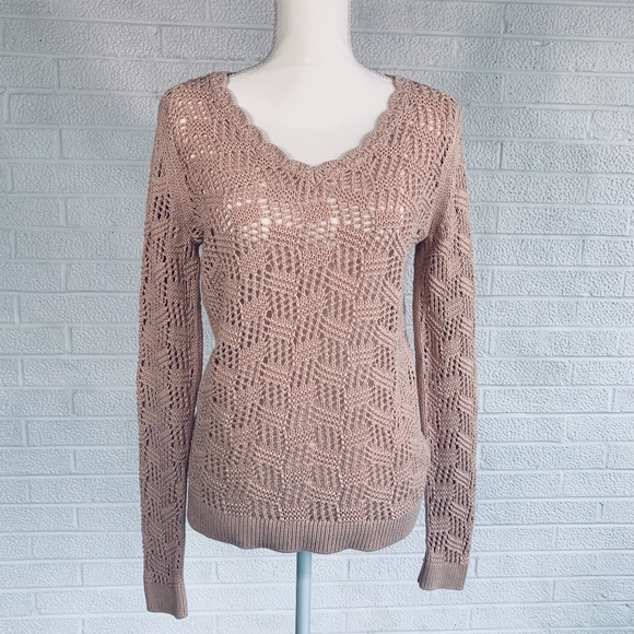 Loft Pink Crochet Sweater